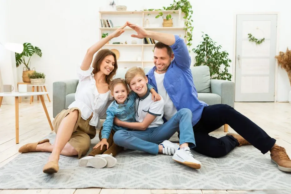 Happy family in a modern home